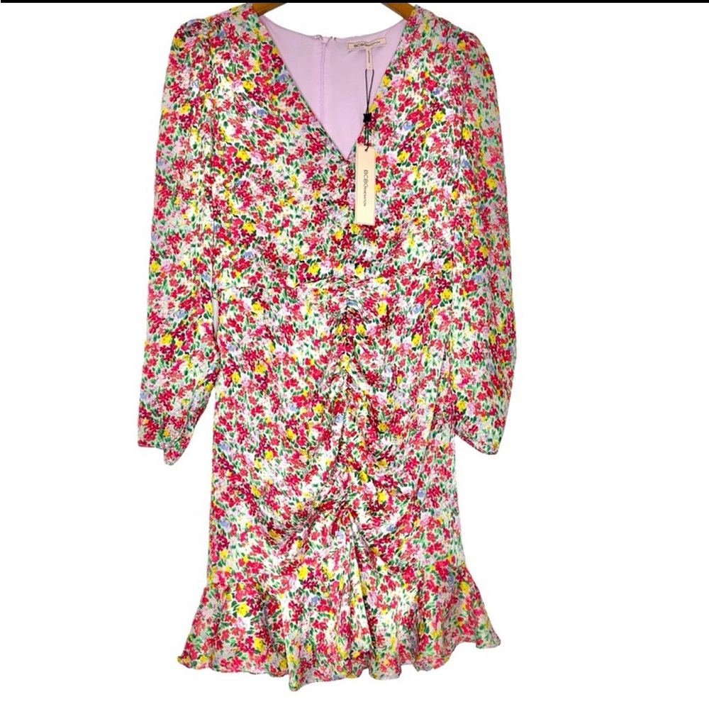 BCBGeneration Floral Mini Dress in Pink, Red, Green, Yellow